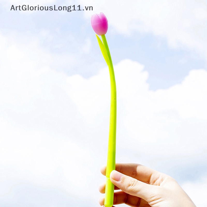 1 Cây Bút Mực Gel Bằng Silicone Hình Hoa Tulip Thay Đổi Màu Sắc