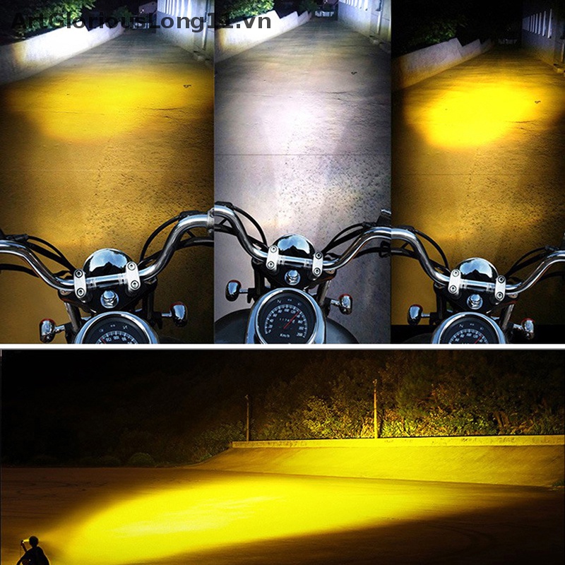Set 1 / 2 Đèn Pha LED 9-85V Hai Màu Sắc Dành Cho Xe Mô Tô