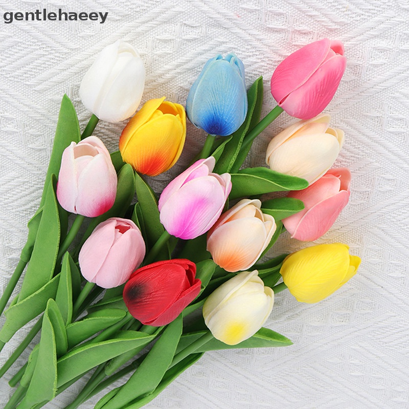 Set 5 / 10 Hoa Tulip Nhân Tạo Bằng PU Màu Sắc Ngẫu Nhiên Trang Trí Tiệc Cưới DIY