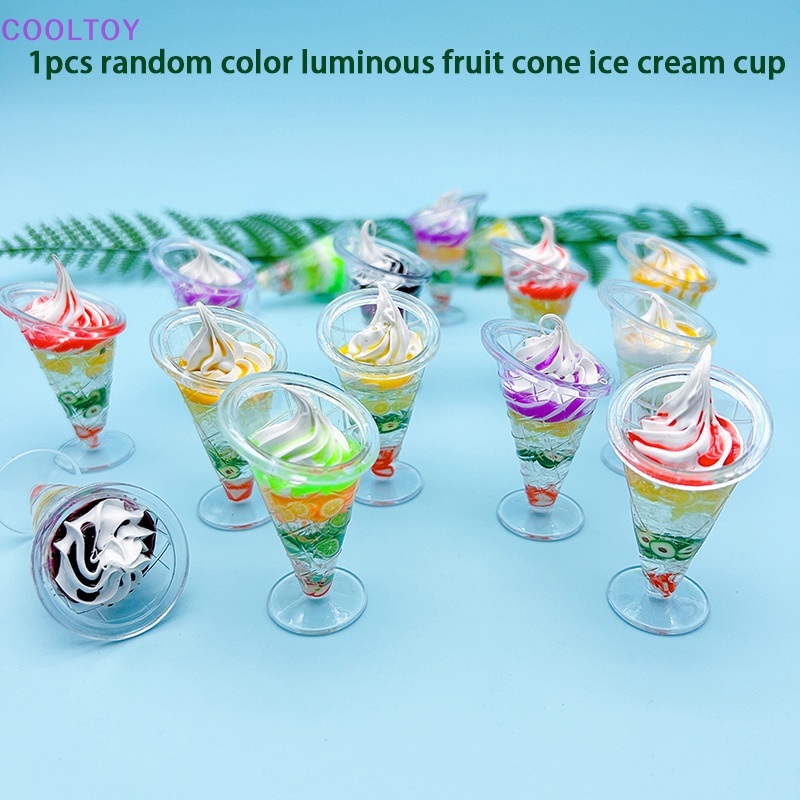 Đồ trang trí Ly Kem Mini Bằng Nhựa Resin Màu Dạ Quang Dễ Thương Dùng Trang Trí DIY