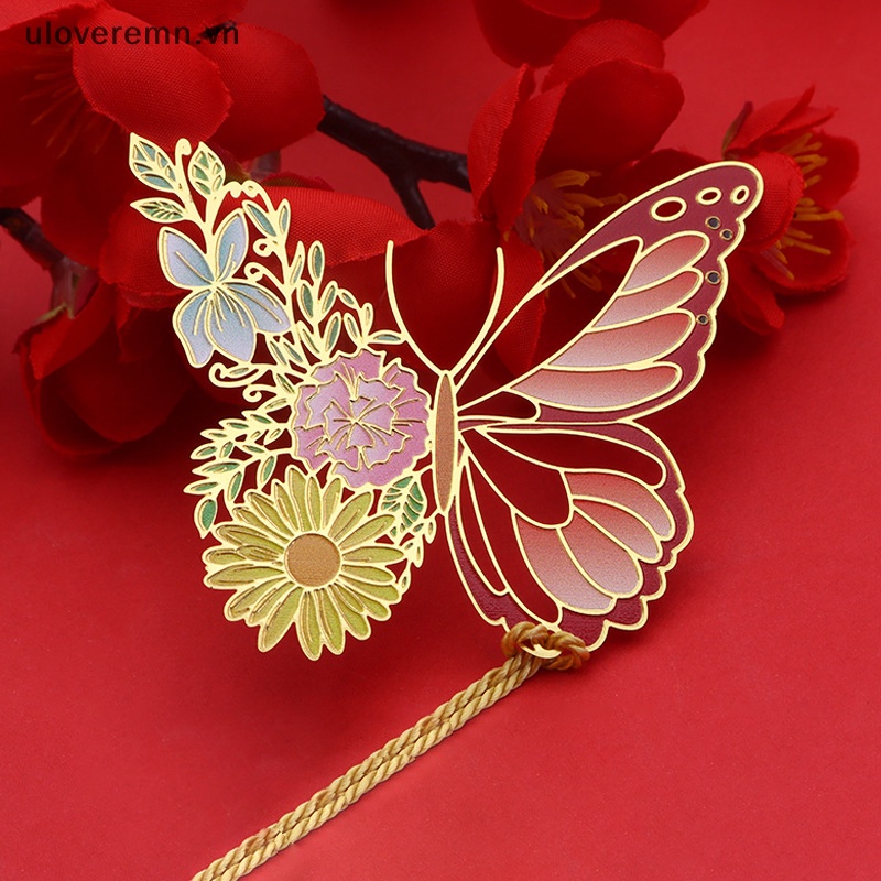 Kẹp Đánh Dấu Trang Sách Bằng Kim Loại Họa Tiết Hoa Bướm Rỗng Phối Tua Rua Tinh Tế Phong Cách Trung Hoa Tinh Tế Cho Học Sinh