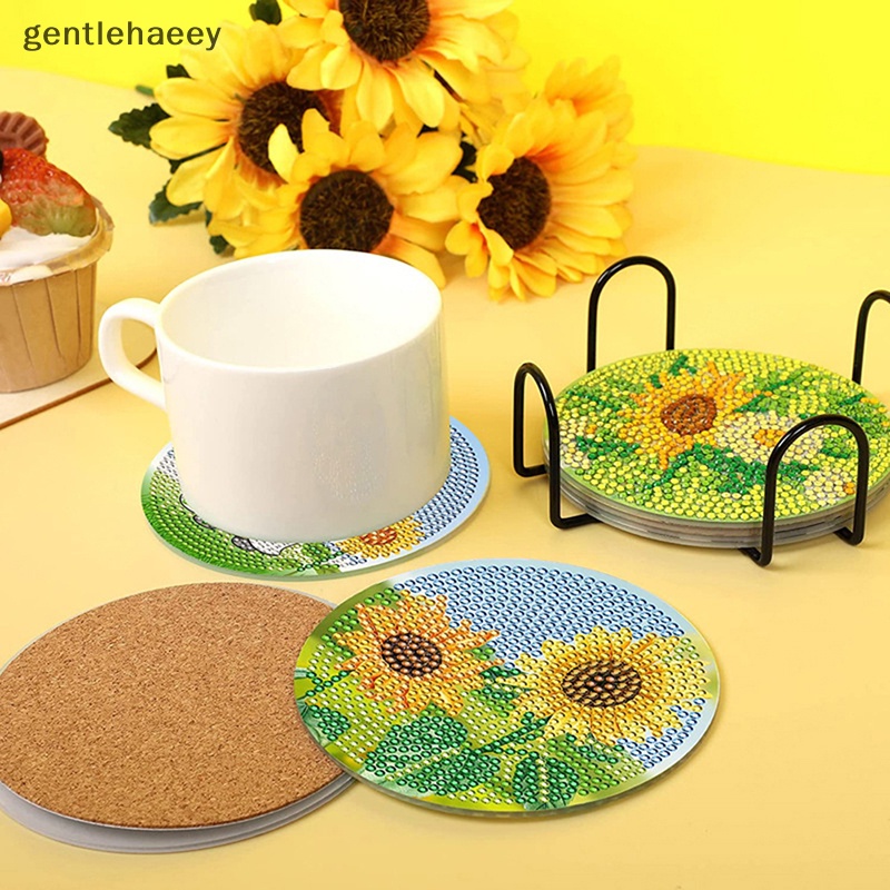 Bộ 6 / 8 Đế Lót Ly Hình Kim Cương Kèm Giá Đỡ Tiện Dụng DIY