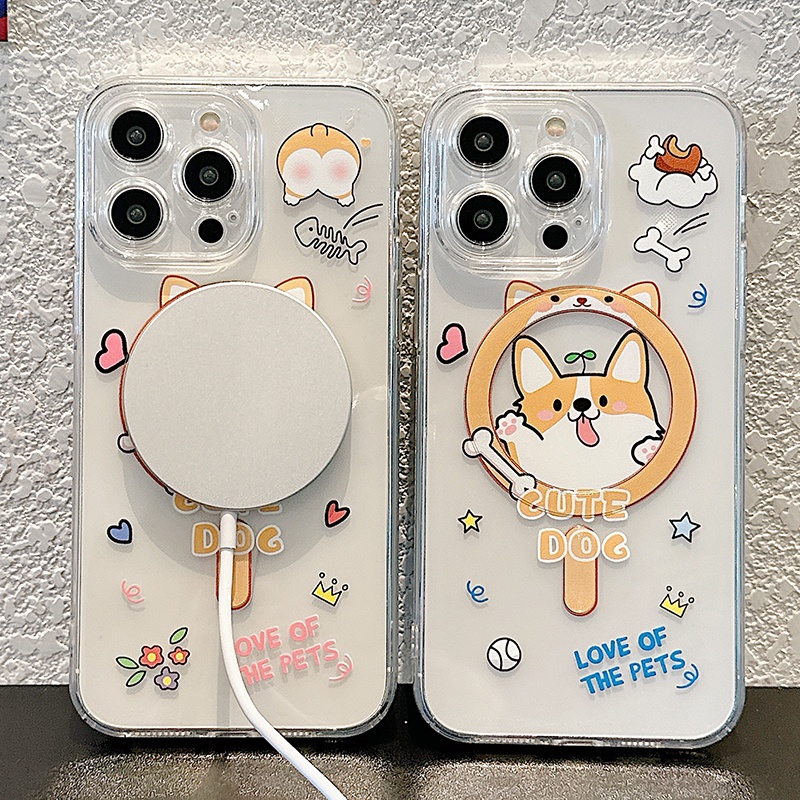 Ốp Điện Thoại Dẻo Trong Suốt Họa Tiết Hoạt Hình Chú Chó Corgi Dễ Thương Cho iPhone 14 13 12 11 Pro Max