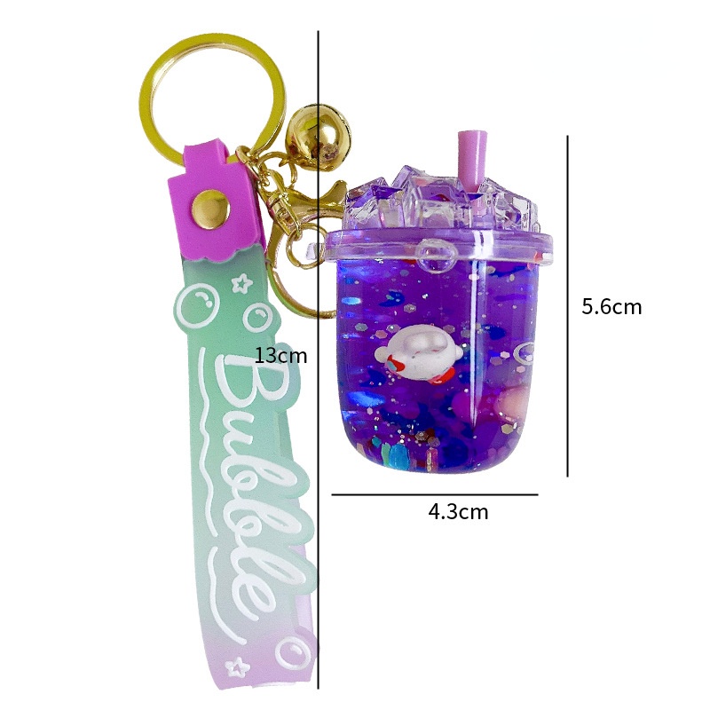 Móc Chìa Khóa Acrylic Hình Thỏ Và Ly Iceberg Nổi Sáng Tạo