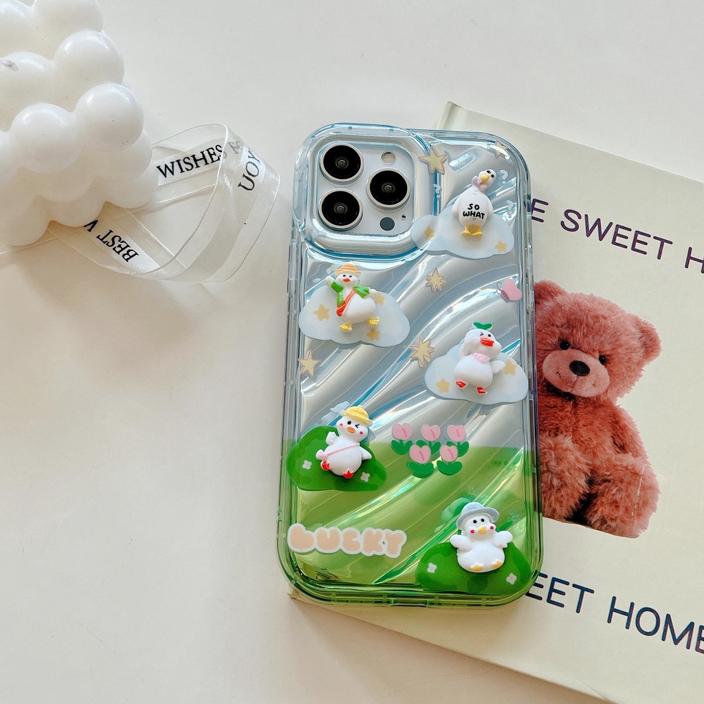 Ốp Điện Thoại TPU Mềm Trong Suốt Chống Sốc In Họa Tiết Hoa / Vịt Dễ Thương Dành Cho iPhone 14 13 12 11 Pro Max
