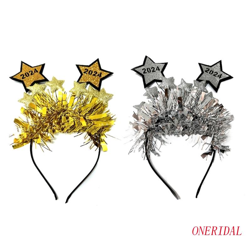 Băng Đô Cài Tóc Hình Ngôi Sao Năm Mới Đính Kim Sa Lấp Lánh Dễ Thương