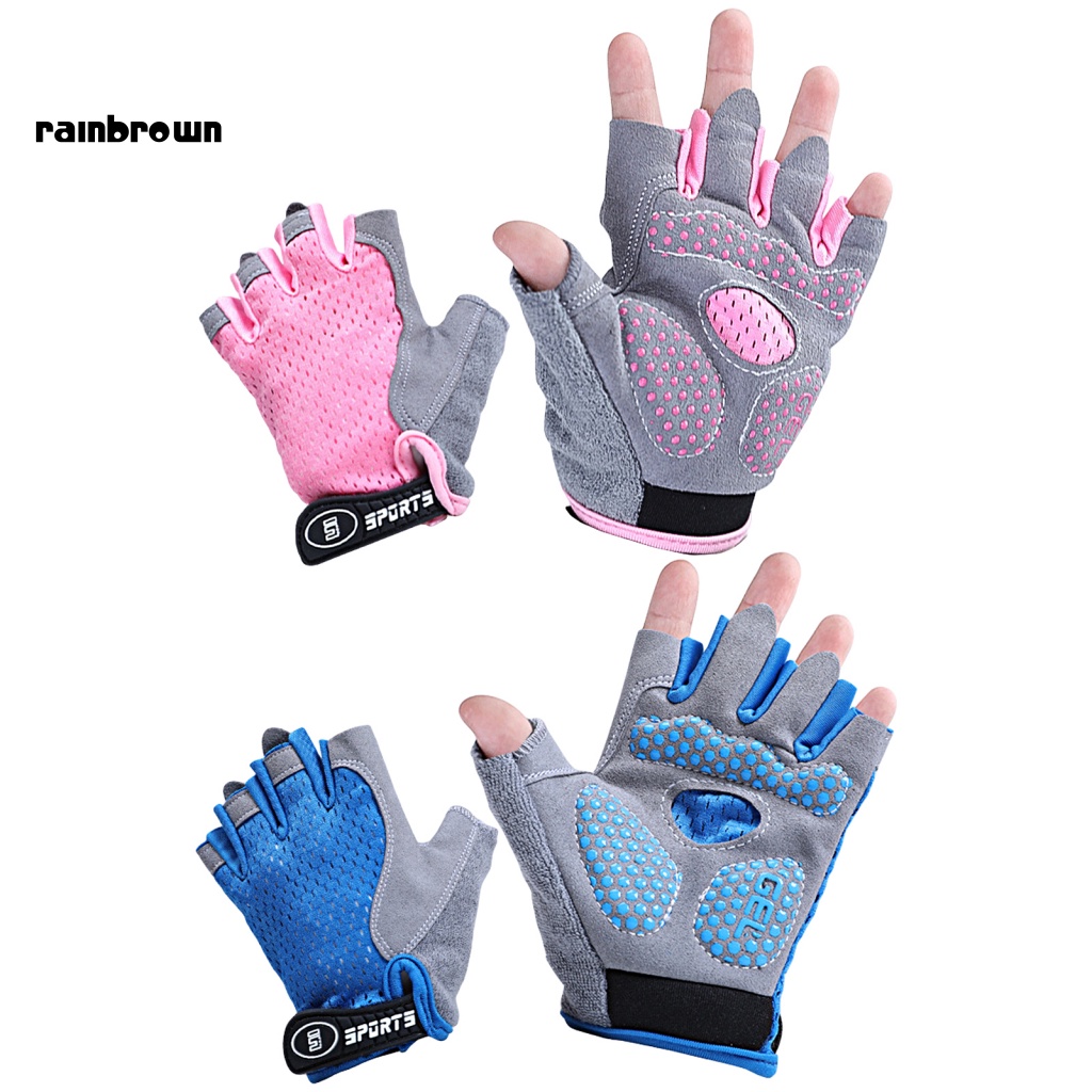 1 Đôi Găng Tay Nửa Ngón Bằng Da Giả Chống Trượt Cho Bé