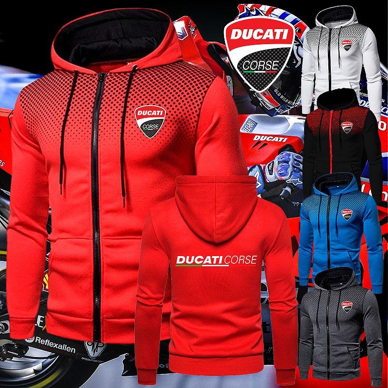 Thu Đông Ducati Corse Moto Gp Racing Sportwear Dây Kéo Áo Khoác Nam Lông Cừu Dây Kéo Áo Khoác Áo Khoác Nam Cá Tính In Áo Khoác Áo Khoác Áo Khoác Áo Len Có Mũ Trùm Đầu