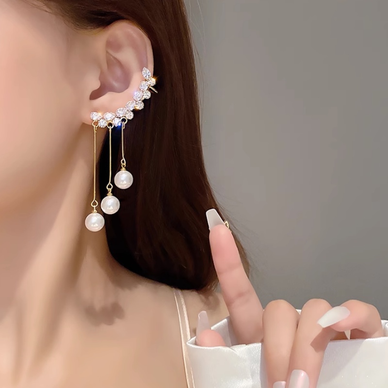 Bông Tai Dáng Dài Đính Ngọc Trai Sang Trọng Thời Trang Cho Nữ