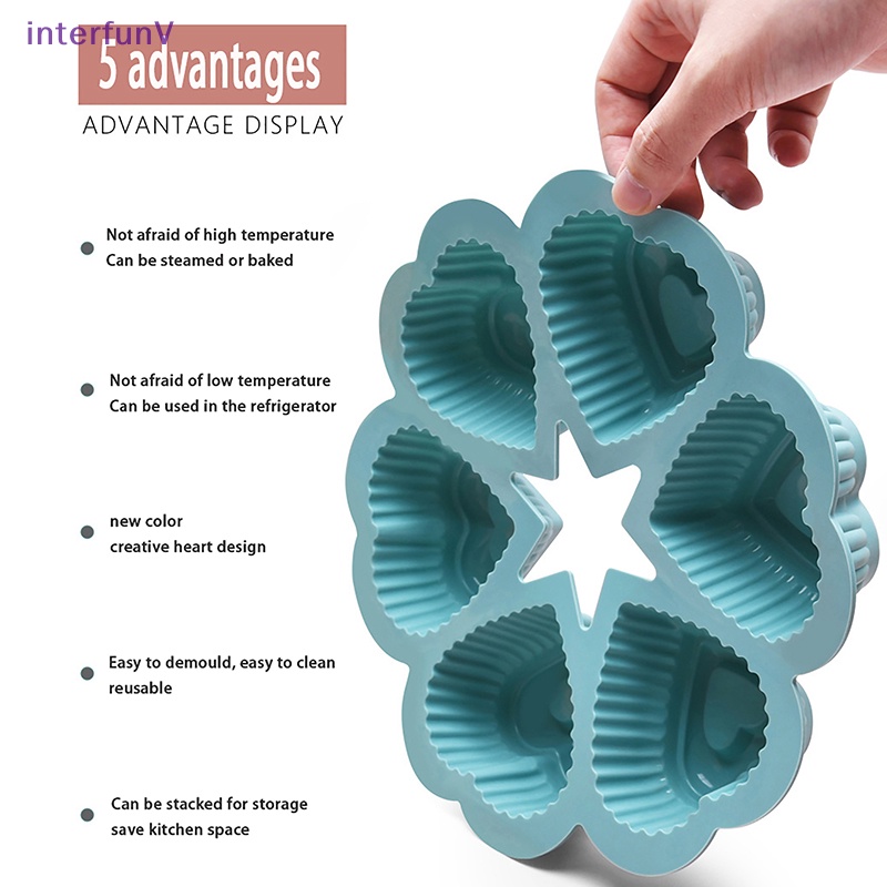 Khuôn Silicone Làm Bánh 6 Ngăn Hình Trái Tim DIY