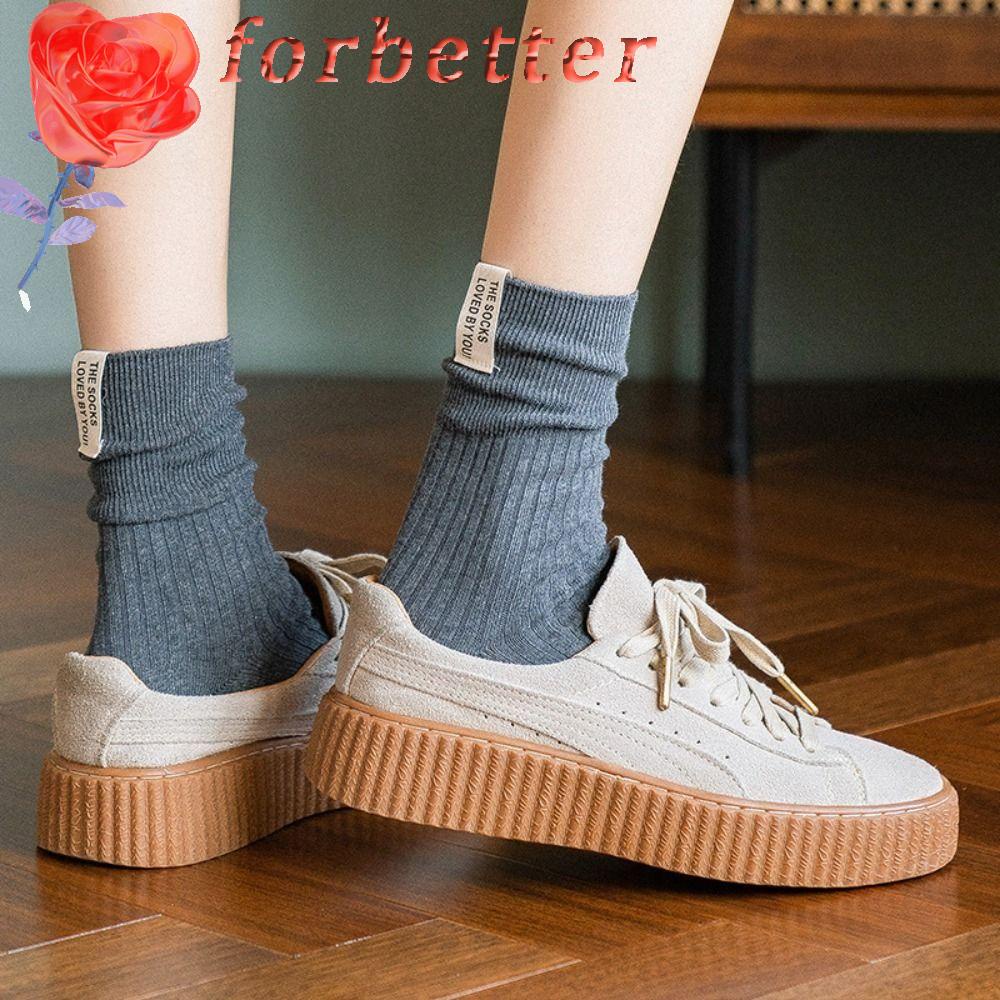 Vớ Cotton Mềm Màu Trơn Phong Cách Harajuku Đường Phố Thời Trang Mùa Đông Cho Nữ