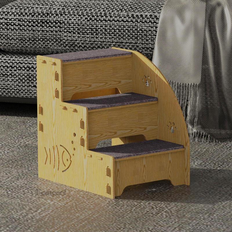 Bậc Thang Leo Bằng Gỗ Chống Trượt Cho Thú Cưng Chó Mèo 1