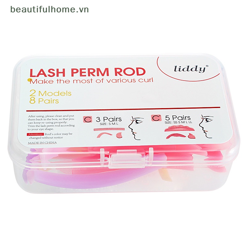 Bộ 8 Cặp Đệm Silicone Uốn Cong Lông Mi Nhiều Màu Tái Sử Dụng Được