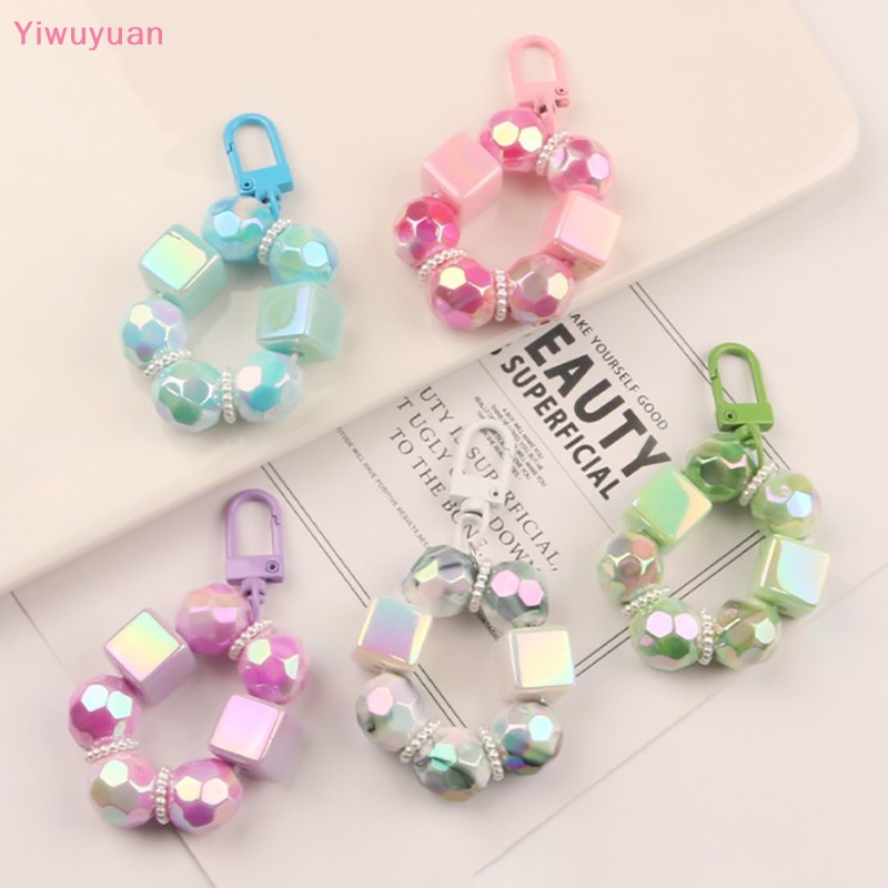 < Yiwuyuan > Móc Chìa Khóa Dạng Hạt Tròn Màu Trơn Nhỏ Nhắn Tươi Mới