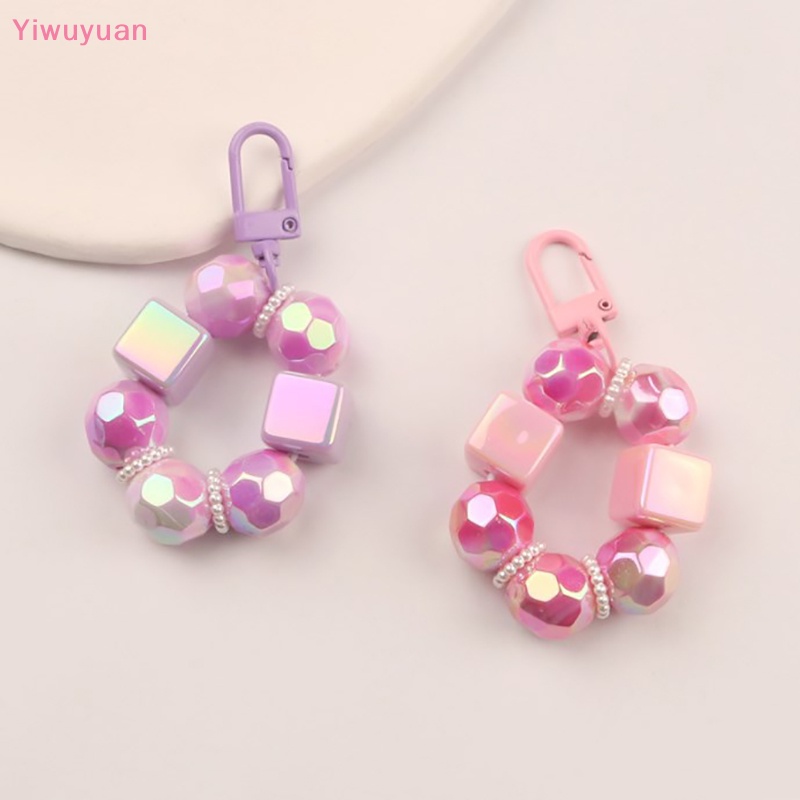 < Yiwuyuan > Móc Chìa Khóa Dạng Hạt Tròn Màu Trơn Nhỏ Nhắn Tươi Mới