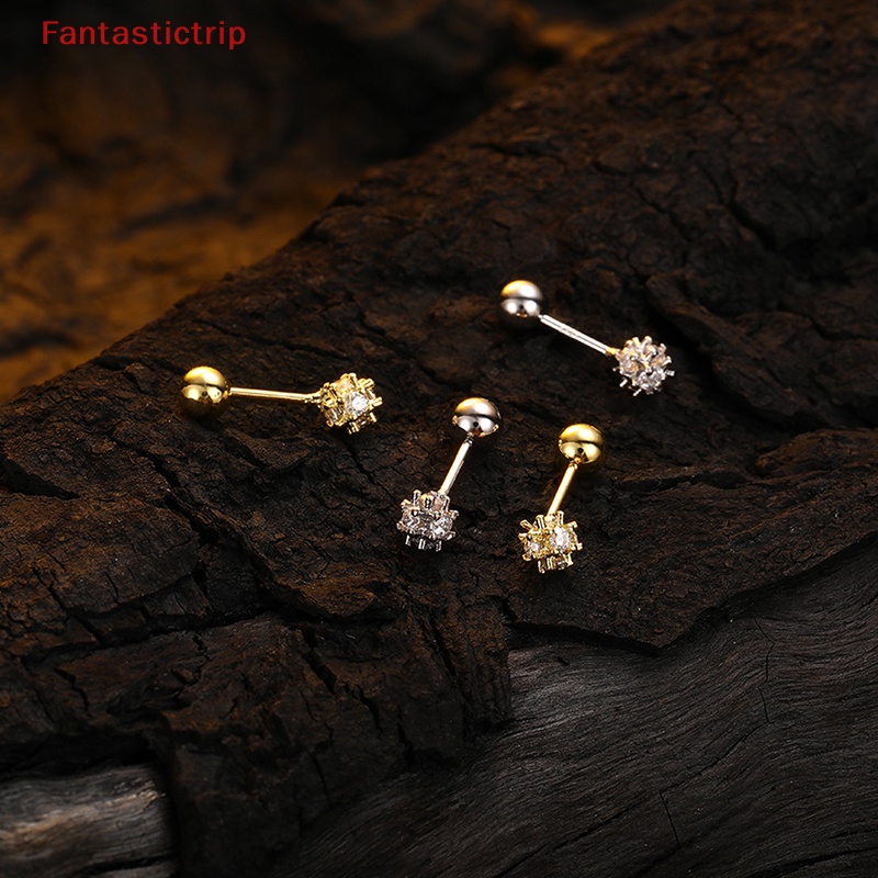 1 Đôi Bông Tai Hình Học Xoắn Ốc 5mm Đính Đá Zircon Thời Trang Cho Nữ