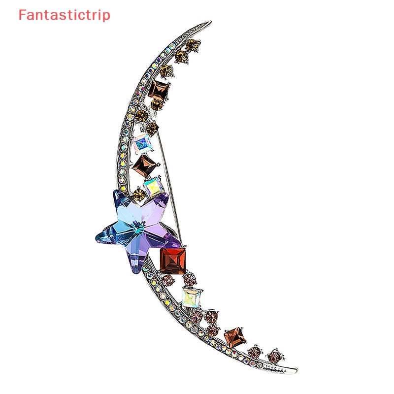 [Fantastictrip] Trâm Cài Áo Khoác Sweater / Khăn Choàng Lụa Đính Đá Mặt Trăng Thanh Lịch Cỡ Lớn Corsage Mới