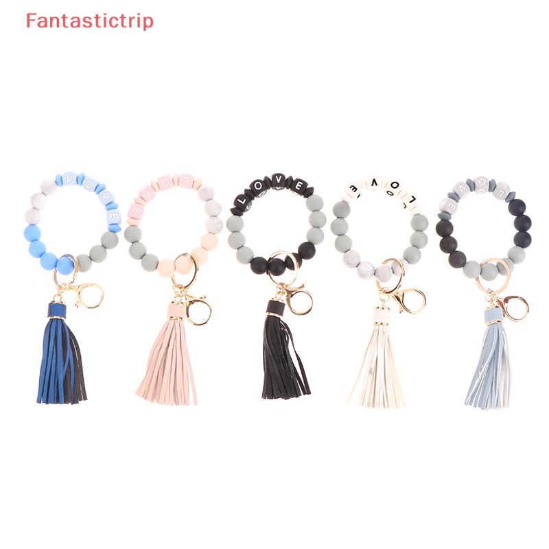 [Fantastictrip] Móc Chìa Khóa / Vòng Tay Chuỗi Hạt Silicon Tua Rua Mới