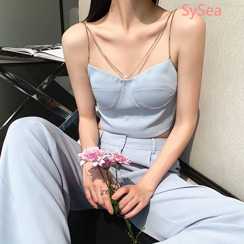 Áo Hai Dây Phối Dây Xích Thiết Kế Quyến Rũ Cho Nữ