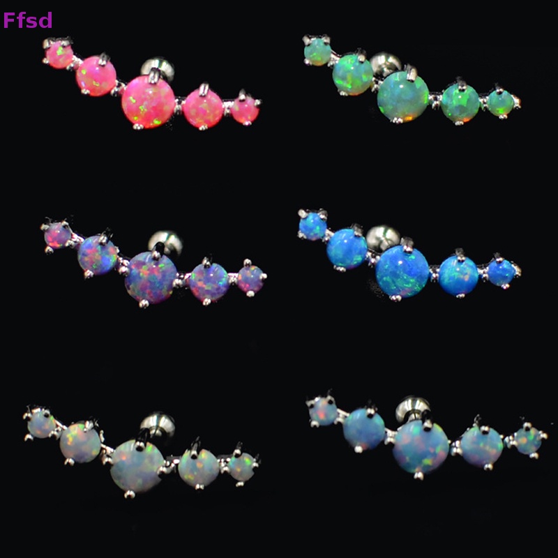 1 Khuyên Tai Dạng Xoắn Ốc Đính Đá Opal Nhiều Màu Sắc Cho Nữ