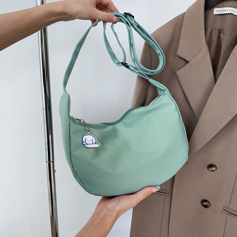 Túi Xách Đeo Vai Màu Trơn Chất Liệu Mềm Mại Phong Cách Retro Nhật Bản Dành Cho Nữ