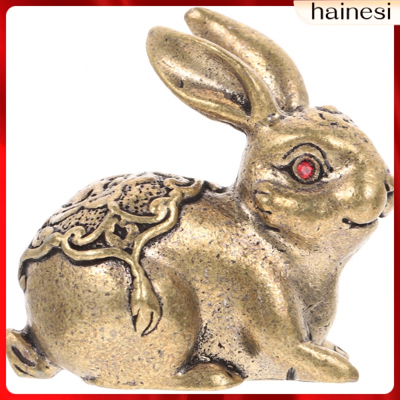 Car Decoration Chinoiserie Brass Lucky Rabbit Statue Gift Animal