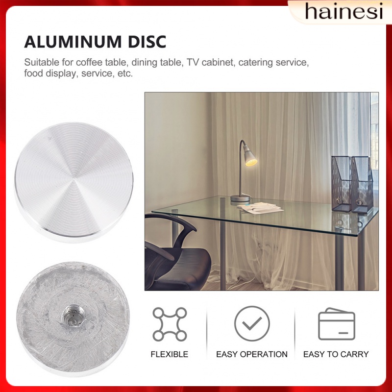 Set 4 Đĩa Tròn Bằng Nhôm Màu Bạc Gắn Kính Bánh Kem Để Bàn