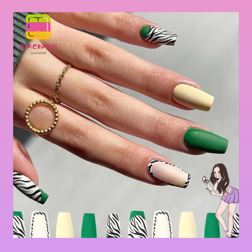 Móng Tay Giả Kẻ Sọc Đen Có Thể Tháo Rời DIY