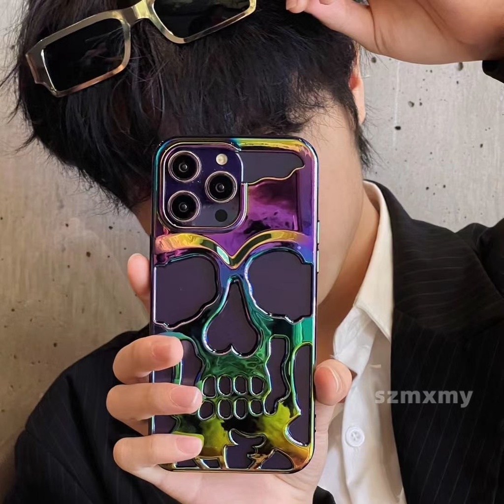 Ốp Điện Thoại Cứng Họa Tiết Đầu Lâu 3D Sang Trọng Thời Trang Cho Iphone 11 12 13 14 Pro Max 14Plus