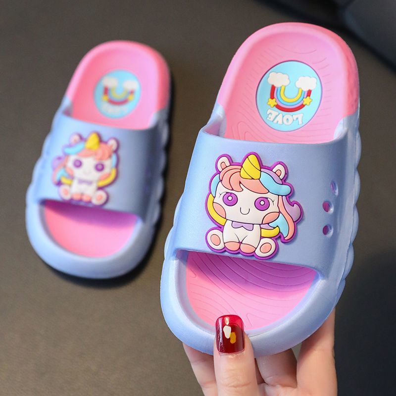 Dép Xỏ Ngón Đi Trong Nhà Mềm Mại Chống Trượt Họa Tiết Kỳ Lân Hoạt Hình Thời Trang 2023 Cho Bé