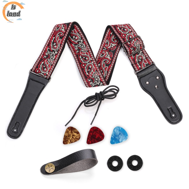 Dây Đeo Đàn Guitar Bản Rộng 5cm Thêu Họa Tiết Có Thể Điều Chỉnh Độ Dài