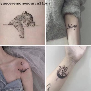 1 miếng dán hình xăm tạm thời hình hổ / cá voi / mặt trăng cá tính dành cho học sinh