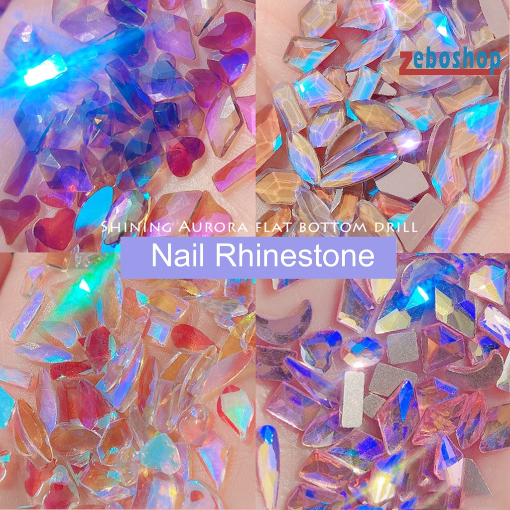 Set 100 Hạt Đá 3D Nhiều Kích Cỡ Trang Trí Móng Nghệ Thuật DIY