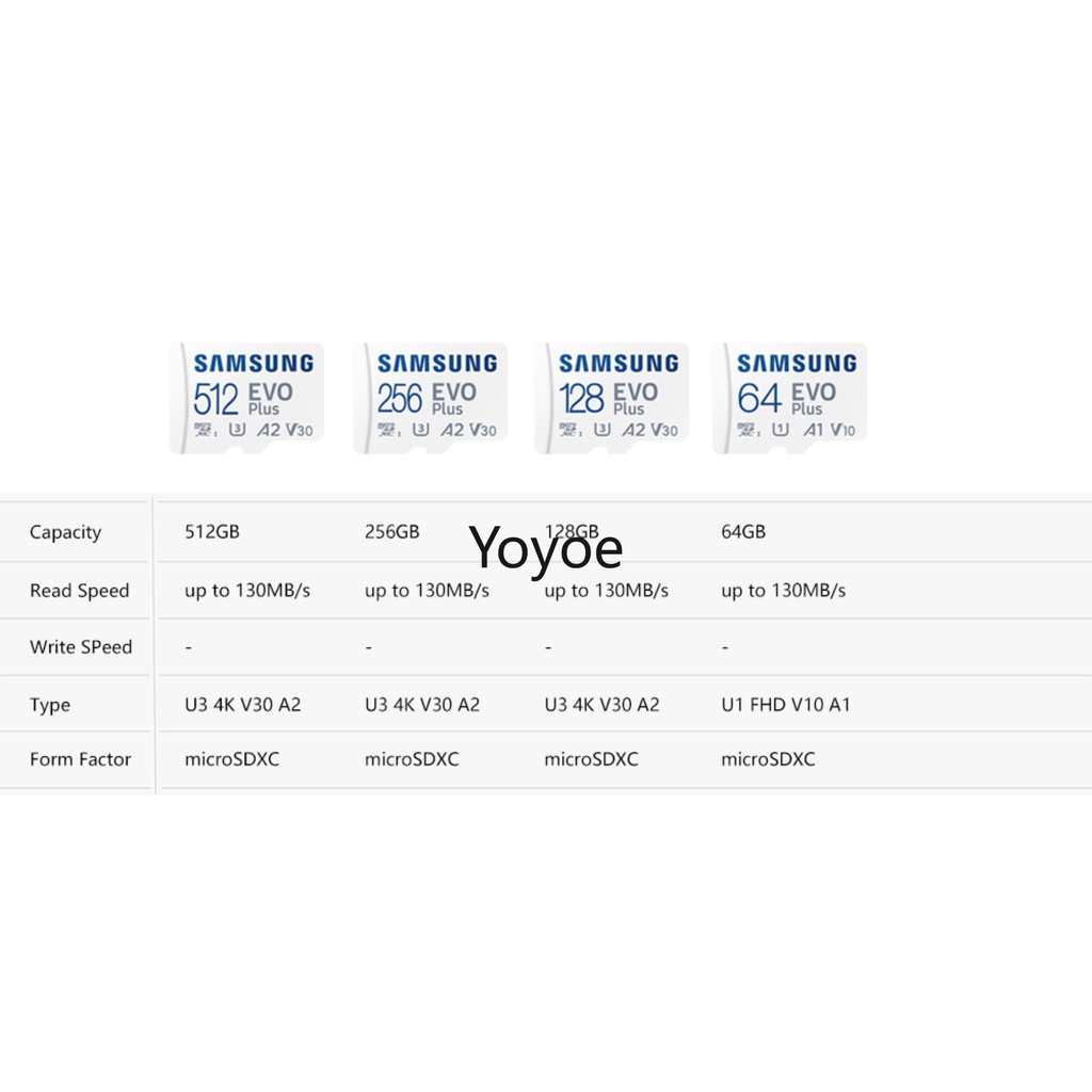 SAMSUNG Thẻ Nhớ Micro SD 128GB 64GB 256GB TF 512GB U1 U3 4K Microsd Cho Điện Thoại