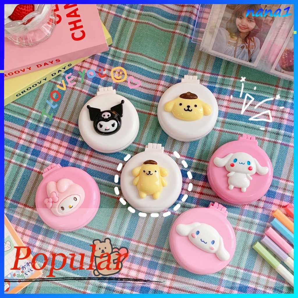 Sanrio Lược Chải Tóc Kiêm Gương Trang Điểm Dạng Lật Gấp Gọn Đa Năng Nhỏ Gọn Hình Cinnamoroll Kuromi Melody