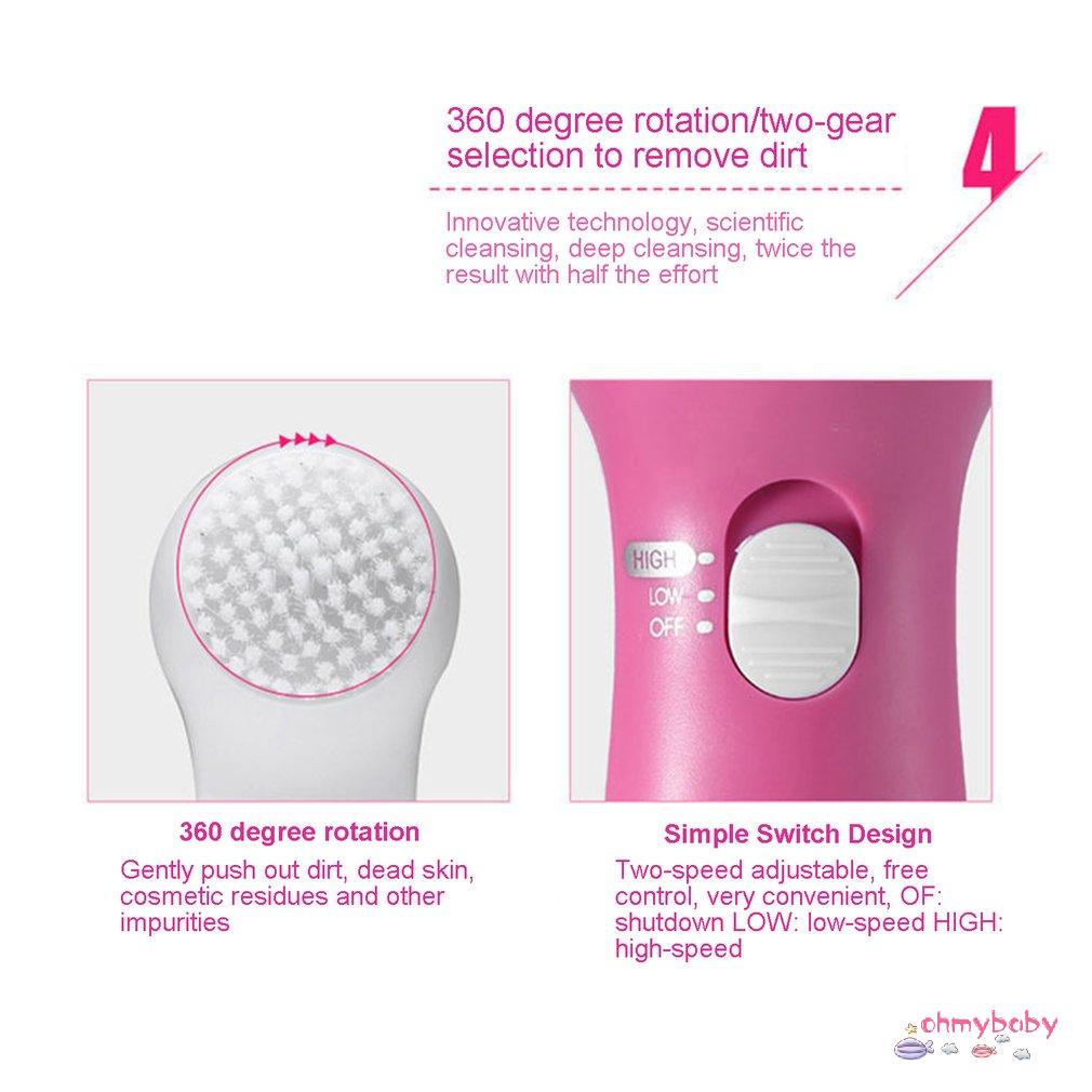 [InStock] Đa Năng 5 Trong 1 Dụng Cụ Làm Sạch Điện Xoay Rửa Mặt Máy Mát Xa Lỗ Chân Lông Bàn Chải [Z/3]