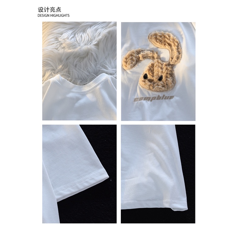 Áo Thun Tay Ngắn Chất Liệu 100% Cotton Cao Cấp Thời Trang Theo Phong Cách Hàn Quốc Cho Nữ