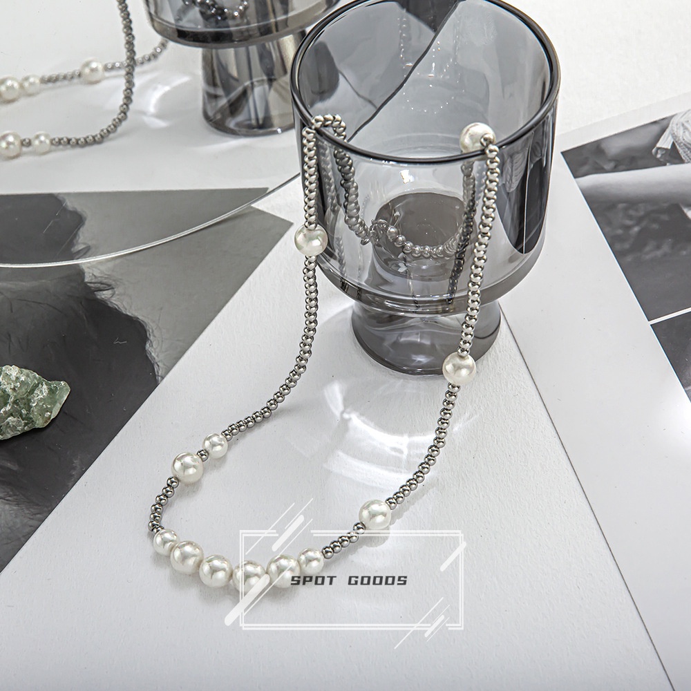 Vòng cổ Ngọc Trai Đơn Giản Không Phai Màu ins hip hop Thời Trang