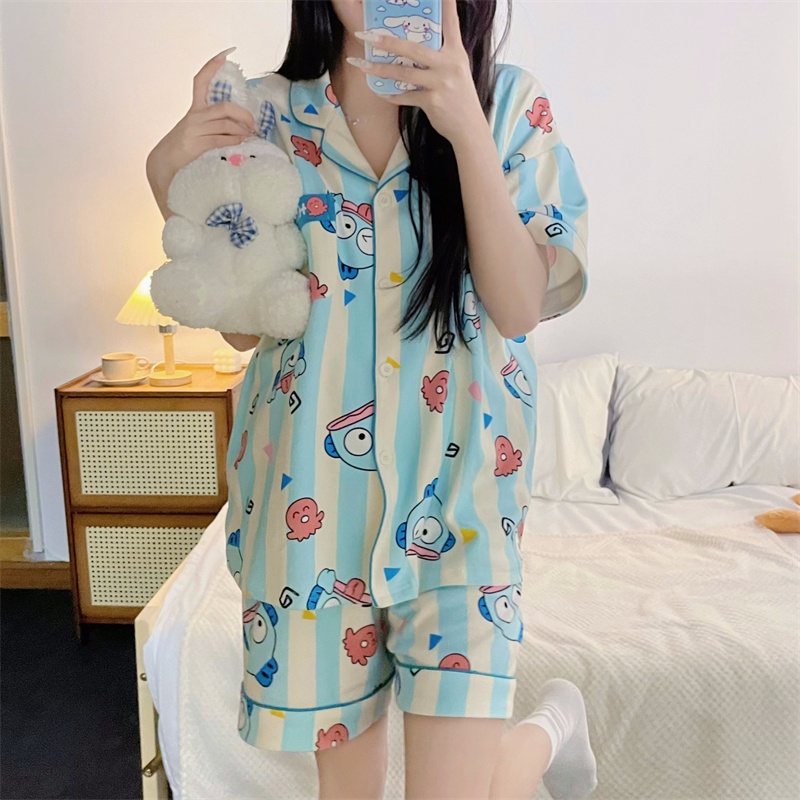 Bộ Đồ Ngủ Hai Mảnh Họa Tiết Cá Hề Hoạt Hình Dễ Thương Phong Cách Hàn Quốc Dành Cho Bạn Nữ Tuổi Teen