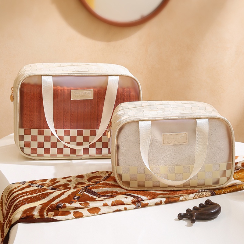 Túi Đựng Đồ Trang Điểm Bằng PU Trong Suốt Hai Lớp Khô Và Ướt Chống Thấm Nước Tiện Dụng Mang Theo Du Lịch