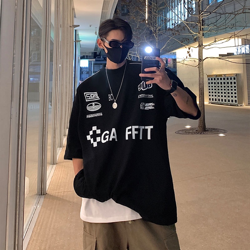 Áo Thun Tay Ngắn Dáng Rộng Thời Trang Mùa Hè 2023 Phong Cách Đường Phố Mỹ Cho Nam