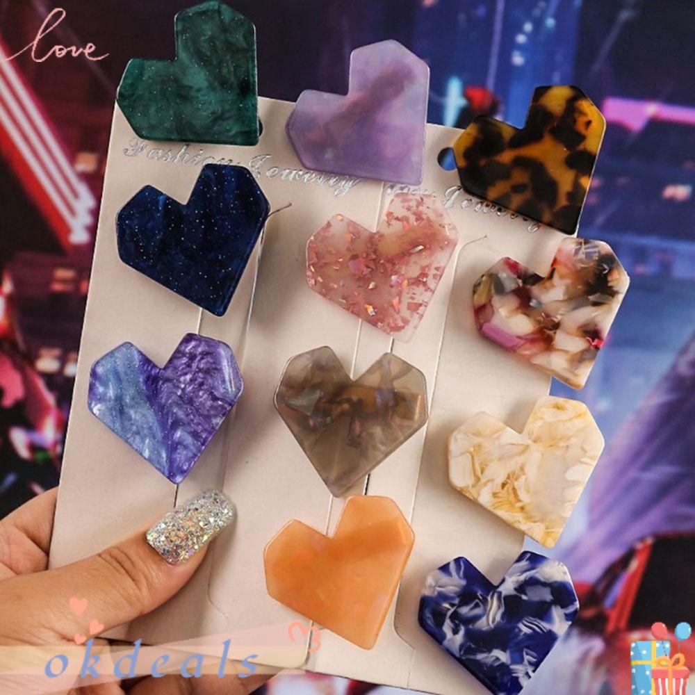 Kẹp Tóc Hình Trái Tim Bằng Acrylic Màu Sắc Kẹo Ngọt Xinh Xắn