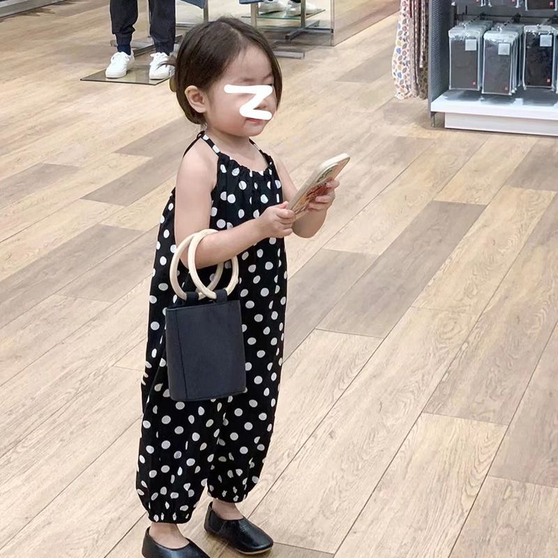 Bộ Áo Liền Quần Chấm Bi Dáng Rộng Chống Muỗi Phong Cách Hàn Quốc Thời Trang Mùa Hè Cho Bé Gái