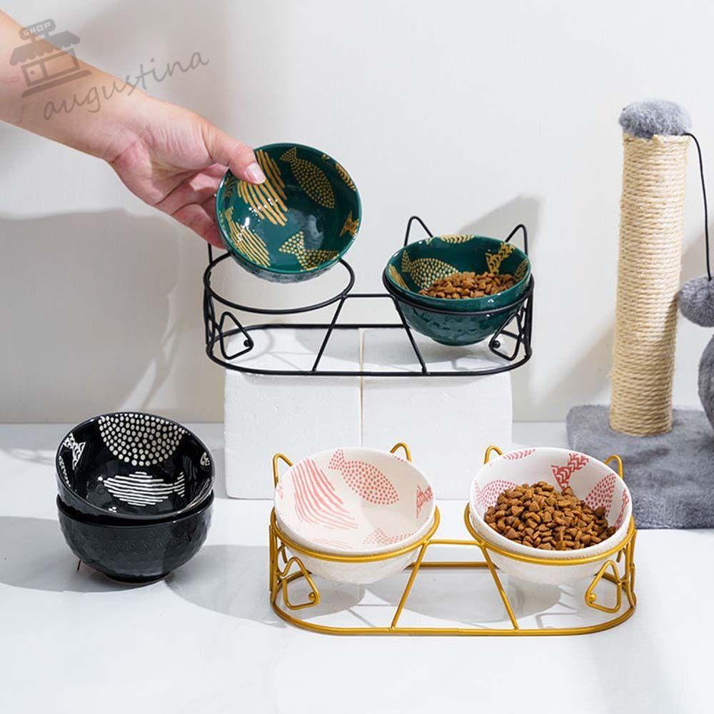 Bát Ăn Uống Hai Ngăn Bằng Gốm AUGUSTINA Dành Cho Thú Cưng
