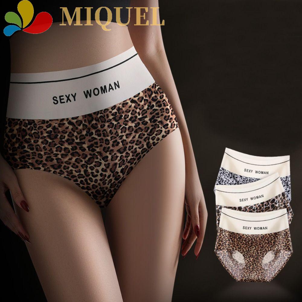 Quần Lót Lụa Lạnh Mềm Mại Siêu Mỏng Lưng Cao Hai Màu In Họa Tiết Da Báo Cho Nữ