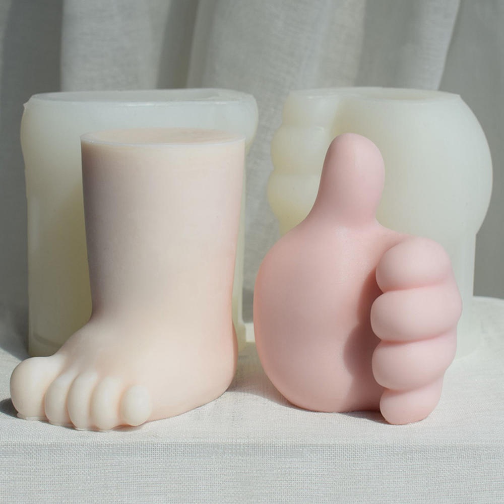 Khuôn Silicone Làm Nến Xà Phòng Hình Bàn Chân Tay DIY