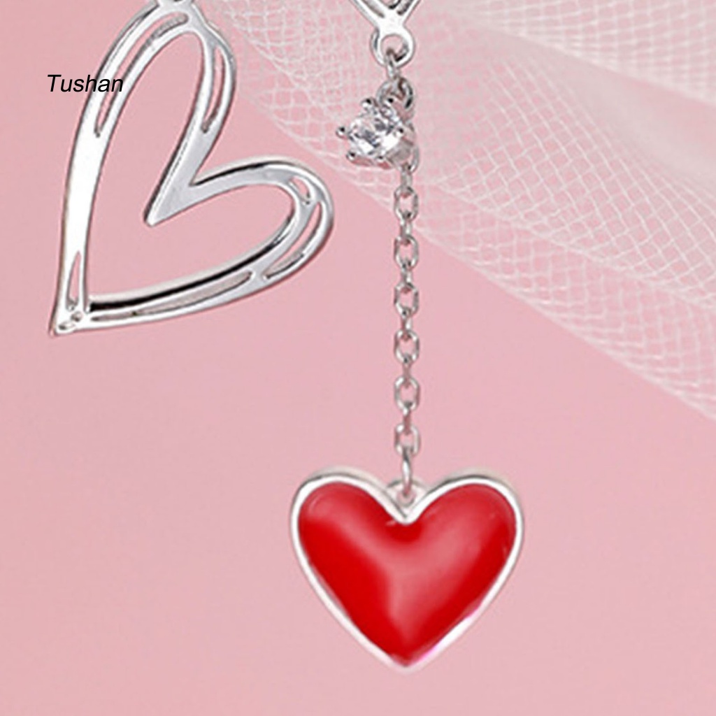 1 Đôi Bông Tai Hình Trái Tim Đính Đá Zircon Dành Cho Nữ