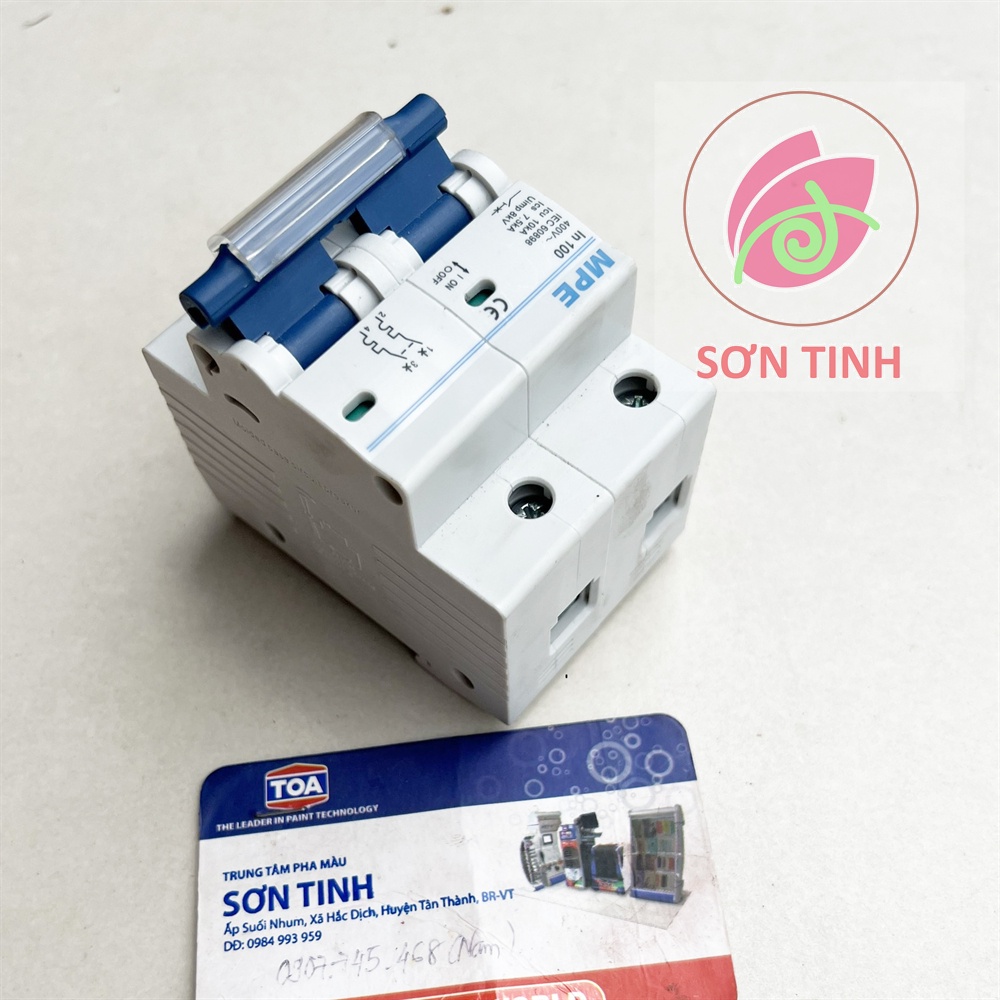 MCB 2P 2 PHA CB ĐÔI TÉP 2 CỰC APTOMAT 80A 100A 10kA MPE