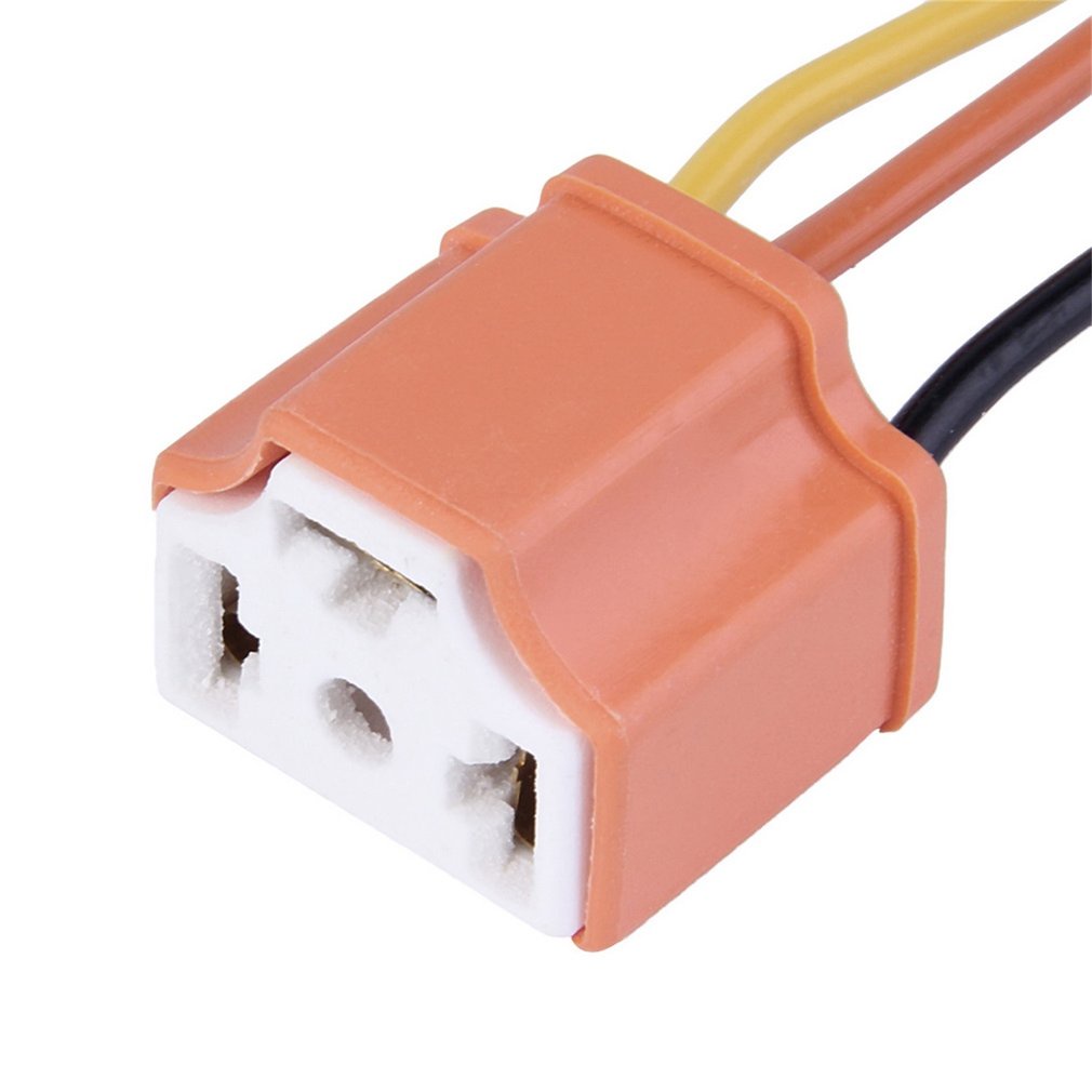 H4 Car Truck Female Ceramic Headlight Extension Connector Plug Light Lamp Bulb Wire Socket Adapter 12V Orange [Q/11]