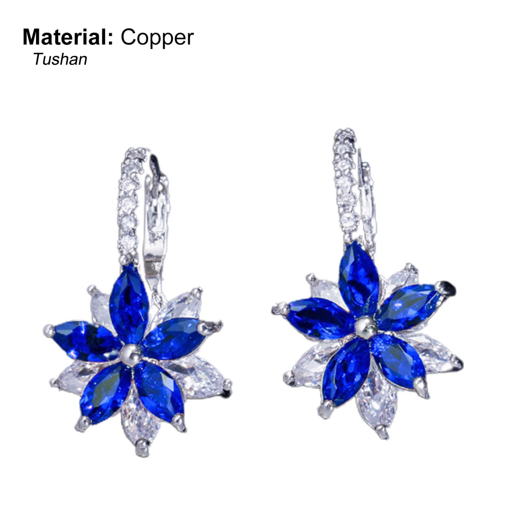 1 Đôi Bông Tai Hình Hoa Đính Đá Lấp Lánh Thời Trang Hàng Ngày